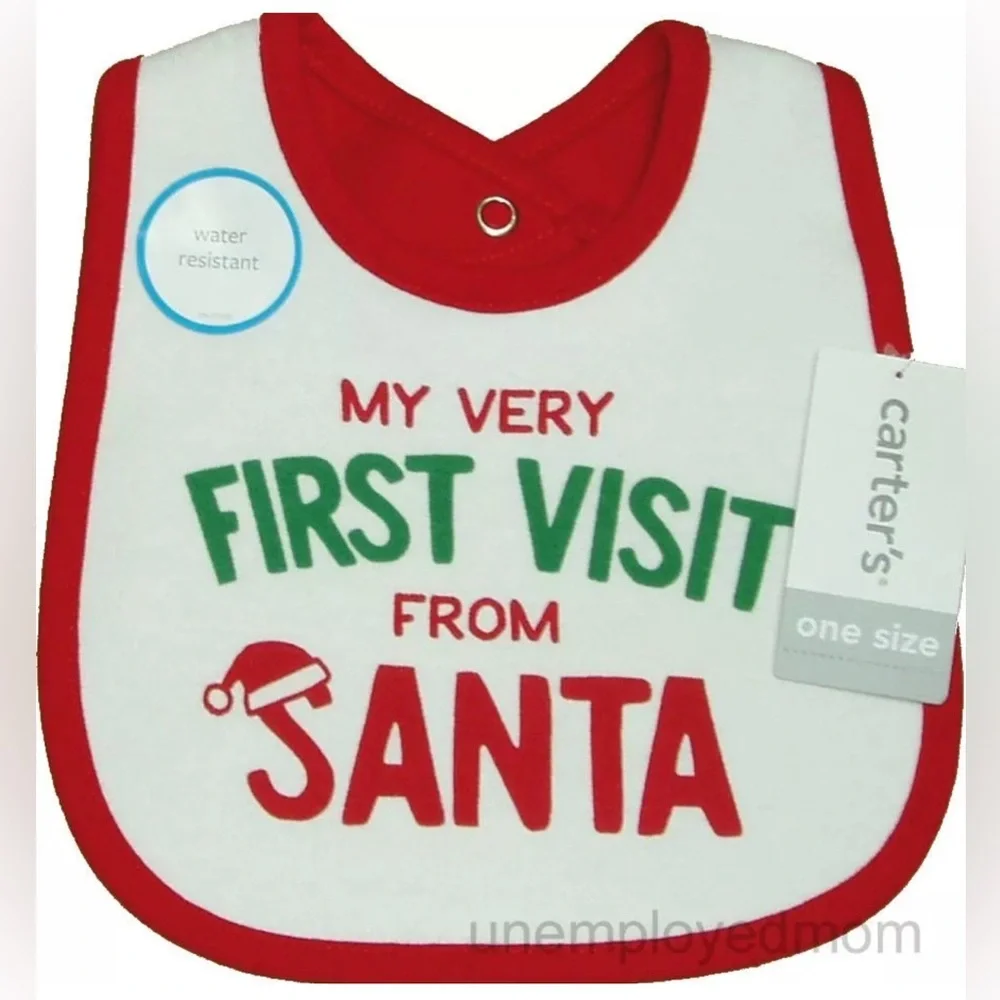 Baby 1st Christmas Bib My Very First Visit from Santa Boys Girls Unisex